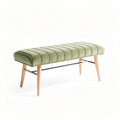 Banco tapizado en tela verde de 120 x 40 x 45 cm con patas de madera
