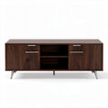 mueble de televisión de madera oscura con almacenamiento medidas 150 x 40 x 45cm
