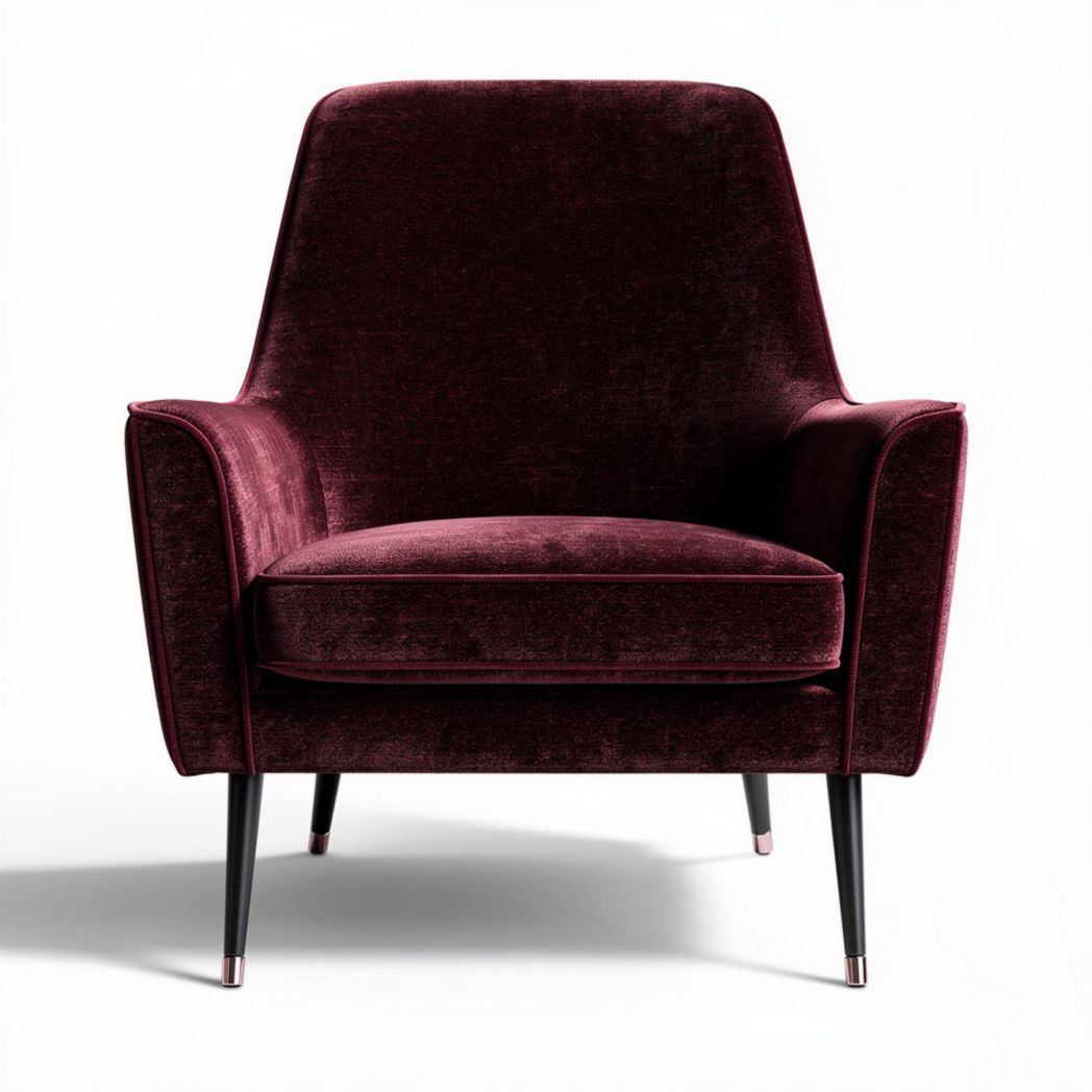 Sillón de terciopelo burdeos con patas metálicas 80 x 75 x 85cm