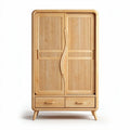 Armario de madera de bambú color natural con dos puertas y dos cajones 80 x 40 x 150cm