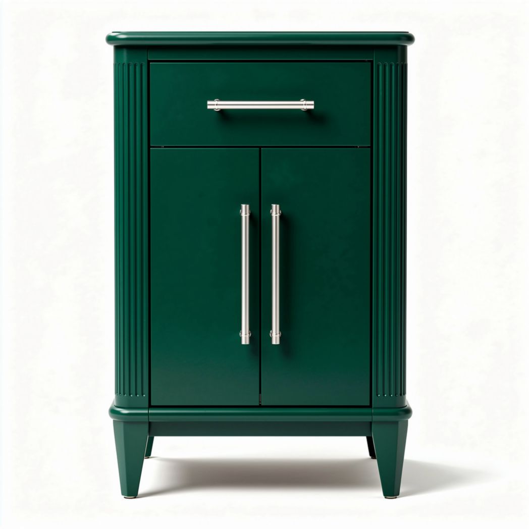 Mesa de noche verde con un cajón y dos puertas dimensiones 45 x 35 x 75cm