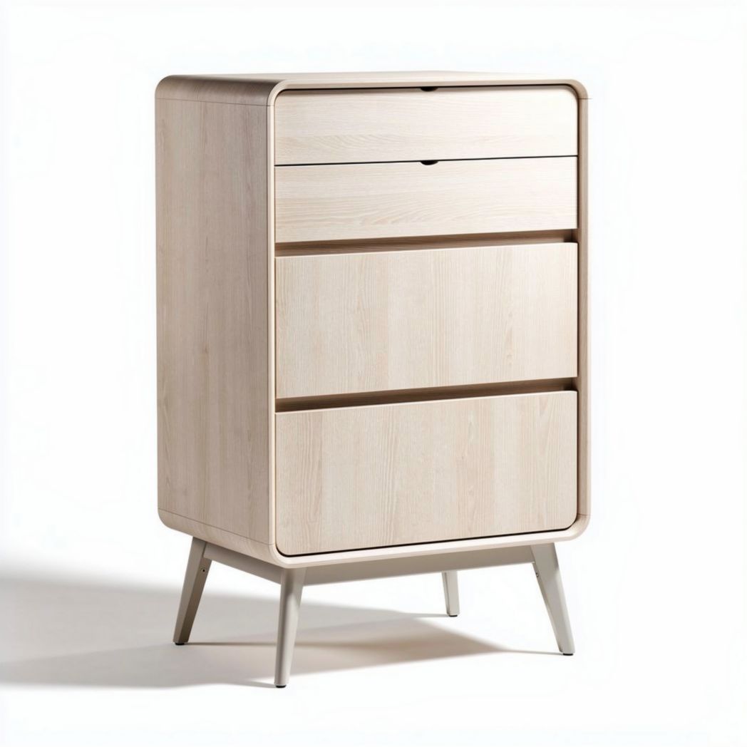 Cómoda de madera clara con diseño moderno y dimensiones 80 x 40 x 100cm